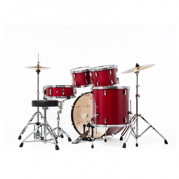 Pearl Roadshow 5pc USA Fusion Kit W Sabian Cymbals Matte Red At Gear4music