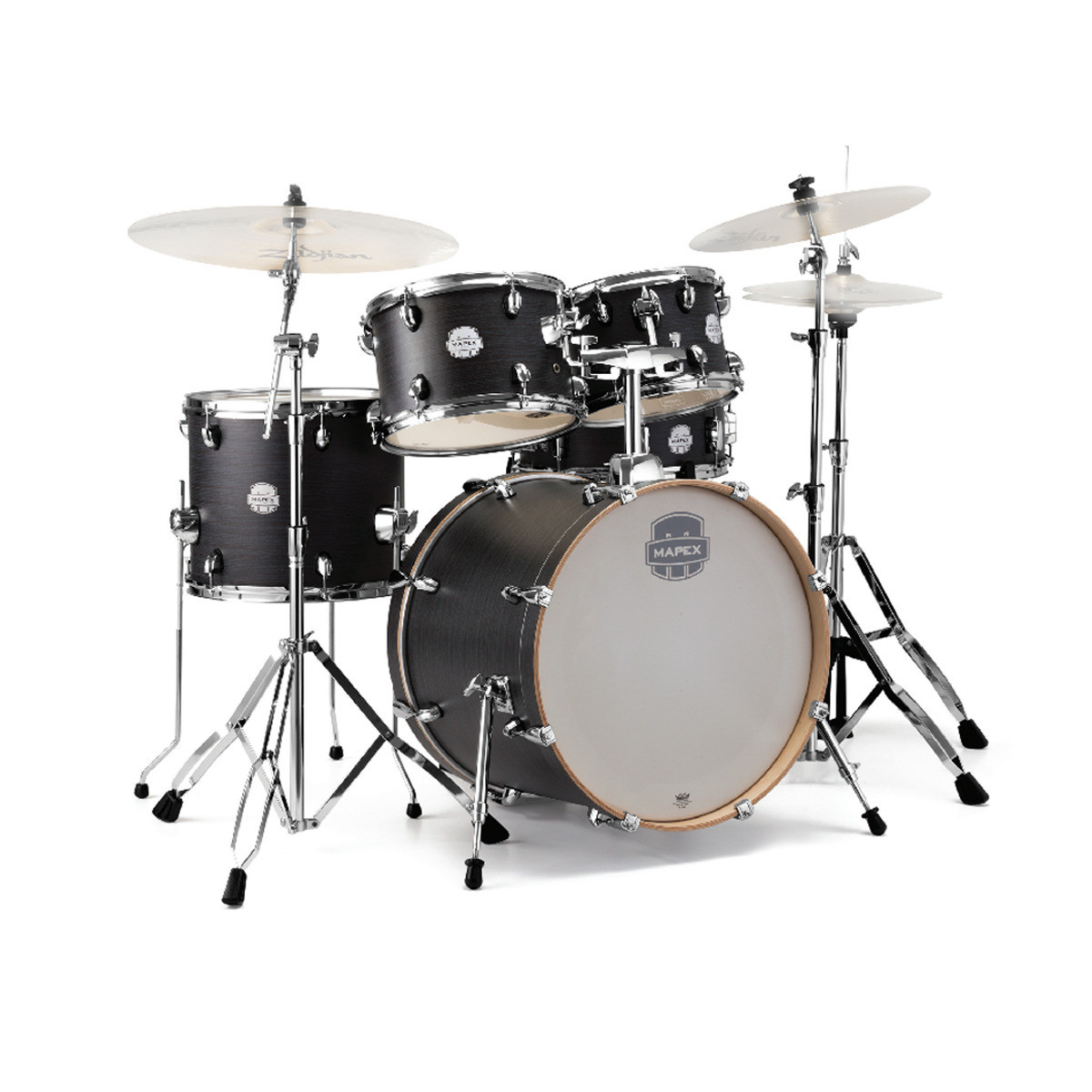 Mapex Storm Rock Fusion Drum Kit W Hardware Ebony Blue Grain At