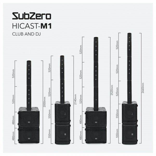 SubZero HiCAST M1 Sistema De PA De Columna Con DSP Par Gear4music