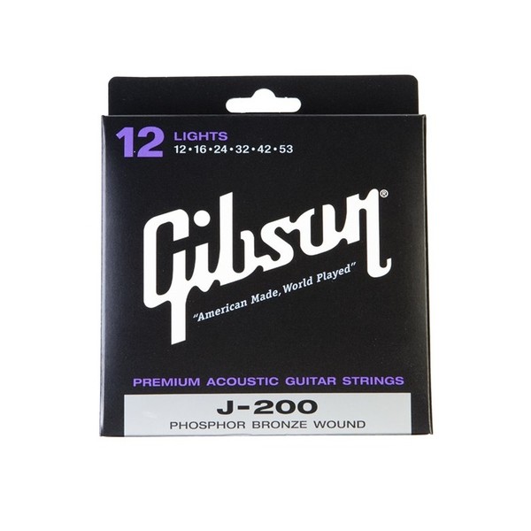 Gibson J-200 Phosphor Bronze Acoustic Guitar Strings, Light 12-52