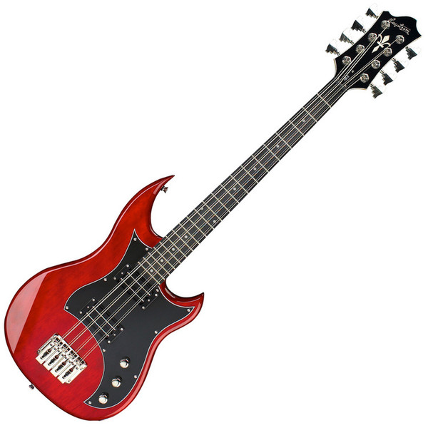 Hagstrom HB-8 8 String Bass Guitar, Transparent Cherry