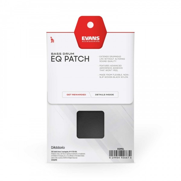 Evans Cordura Single EQ Black Nylon Patch, Pack of 2