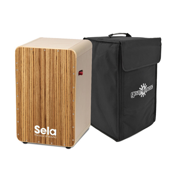 Sela CaSela Pro Cajon Snare On/Off Switch, Zebrano + FREE Cajon Bag