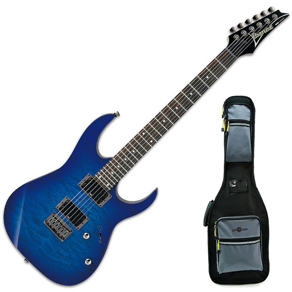 DISC Ibanez RG421QM-SPB Electric Guitar, Sapphire Blue with Bag