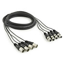 4 x XLR (M) - XLR (F) Cable Loom, 3m