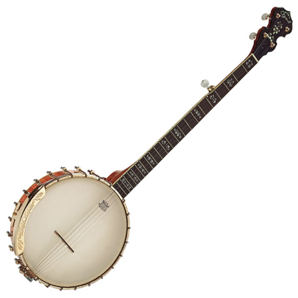 Ozark 5 String Banjo Flamed Maple, Gold Open Back