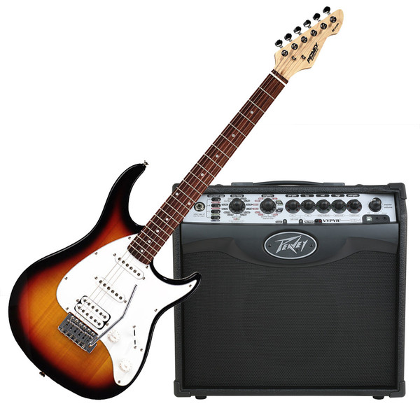 Peavey Raptor Plus EXP Guitar, Sunburst and Vypyr VIP 1 Amplifier