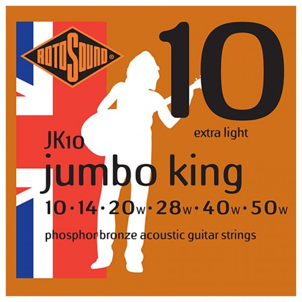 Rotosound Jumbo King JK10 Phosphor Bronze Acoustic Strings, 10-50