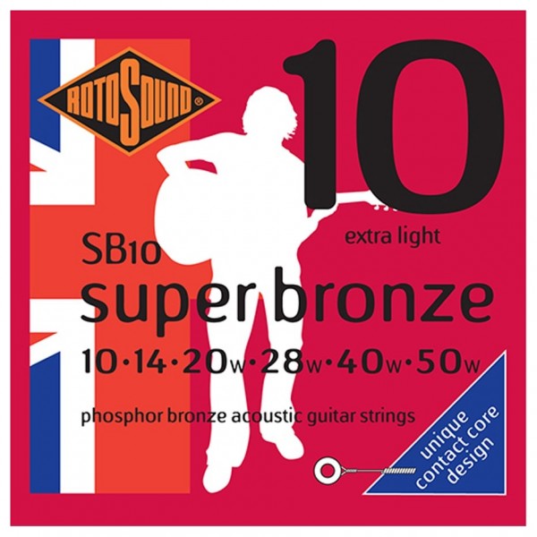 Rotosound Super Bronze SB10 Phosphor Bronze Acoustic Strings, 10-50
