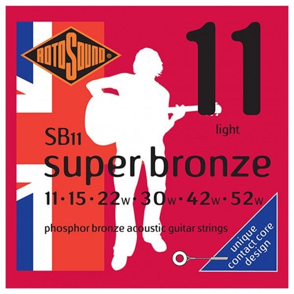 Rotosound Super Bronze SB11 Phosphor Bronze Acoustic Strings, 11-52
