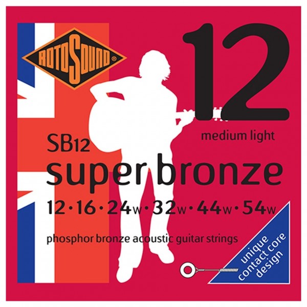 Rotosound Super Bronze SB12 Phosphor Bronze Acoustic Strings, 12-54