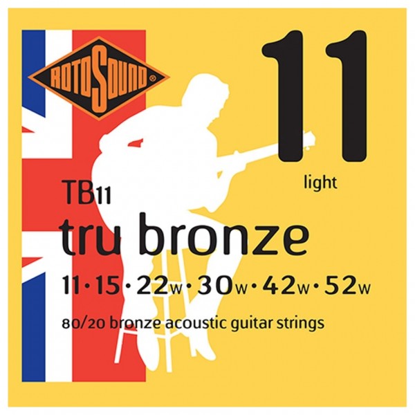 Rotosound Tru Bronze TB11 Brass Alloy Acoustic Guitar Strings, 11-52