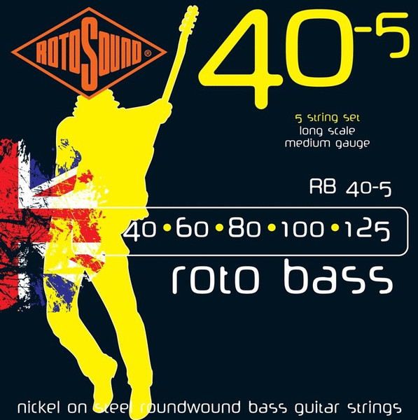 Rotosound RB40 Nickel 5-String Bass Guitar Strings, 40-125
