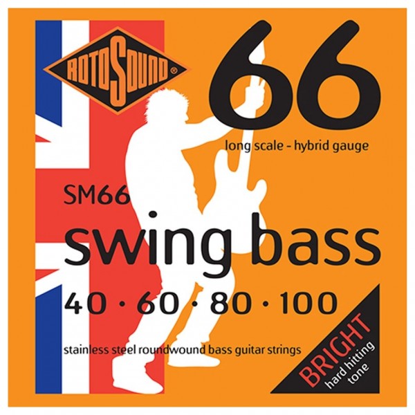 Rotosound Swing Bass SM66 Stainless Steel Bass Guitar Strings, 40-100