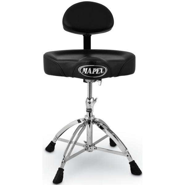 Mapex Drum Stool, Saddle Top with Backrest, Four Leg Base.