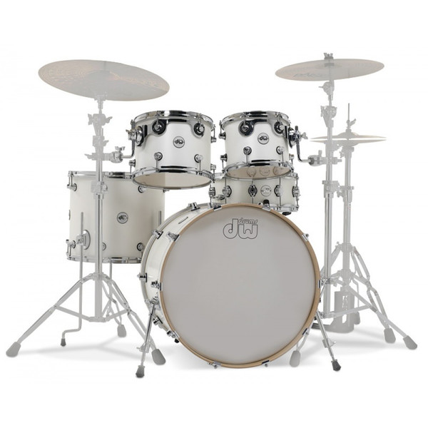 DW Design Series Matte Lacquer 22'' Maple Shell Pack, White Satin