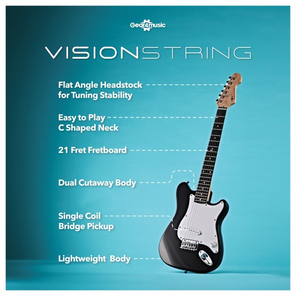 VISIONSTRING 3/4 Elektrische Gitaar voor Kinderen en Beginners