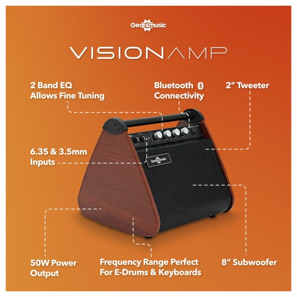VISIONDRUM Compact Mesh Electronic Drum Kit Amp Pack, Orange at Gear4music