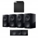 KEF R Meta Series 5.1 Surround Sound Speaker Package, Black Front View
