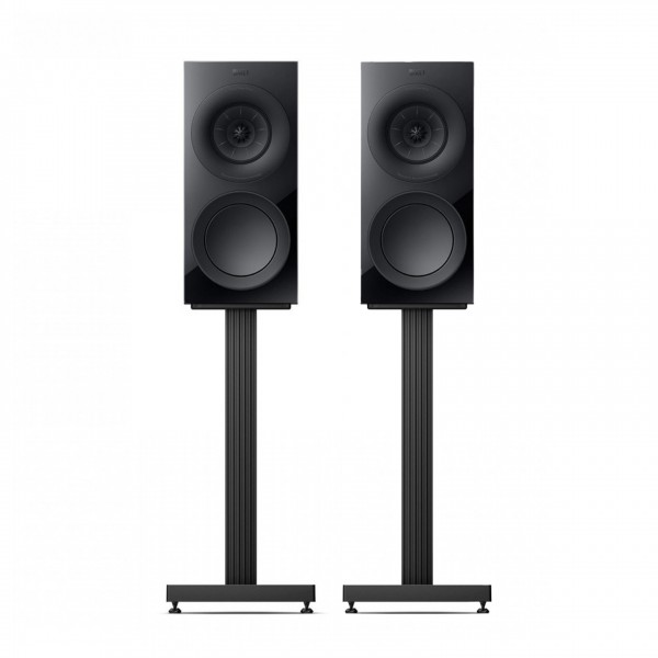 KEF R3 Meta Bookshelf Speakers Front View With Stands