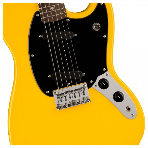 Squier FSR Sonic Mustang, Black Pickguard, Graffiti Yellow at