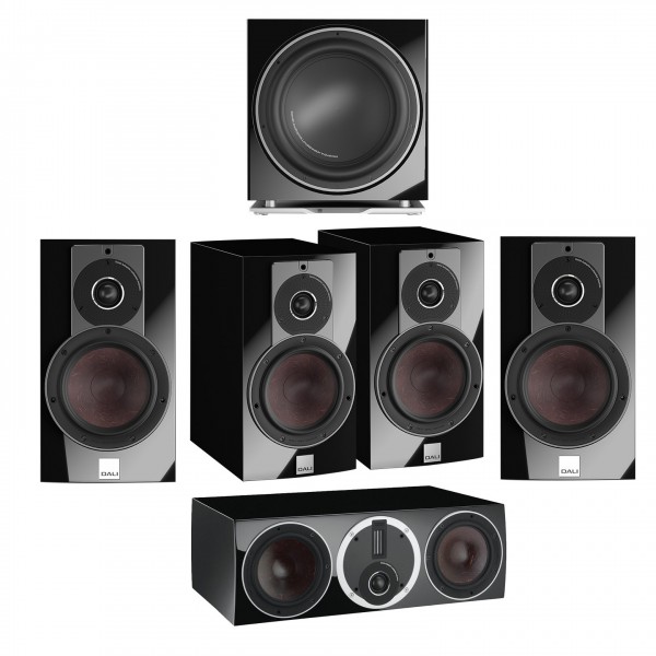 Dali Rubicon 5.1 Surround Sound Speaker Package, Black Front View