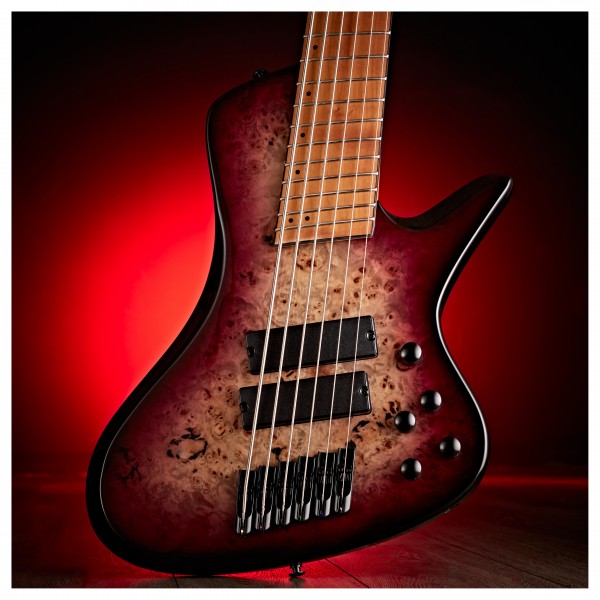 G4M 972 Fanned Fret 6-String Bass Guitar, Purple Burl Burst