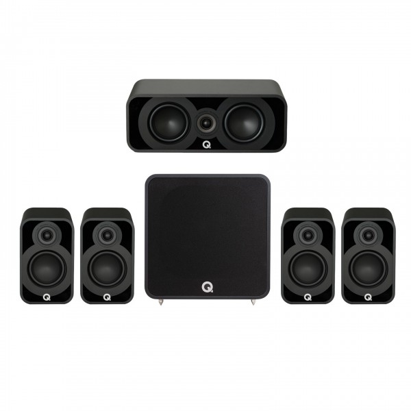 Q Acoustics 5000 Series 5.1 Surround Sound Speaker Package, Black Front View