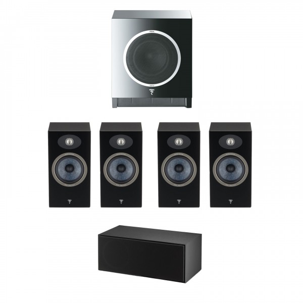 Focal Theva Series 5.1 Surround Sound Speaker Package, Black Front View