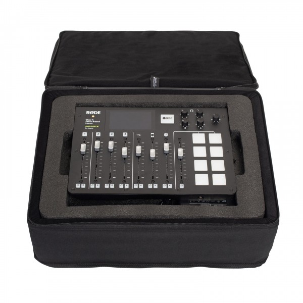 Gator GL-RODECASTER2 Lightweight Case for Rodecaster & Two Mics - Open, with Gear