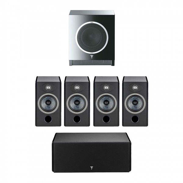 Focal Vestia 5.1 Surround Sound Speaker Package, Black Front View