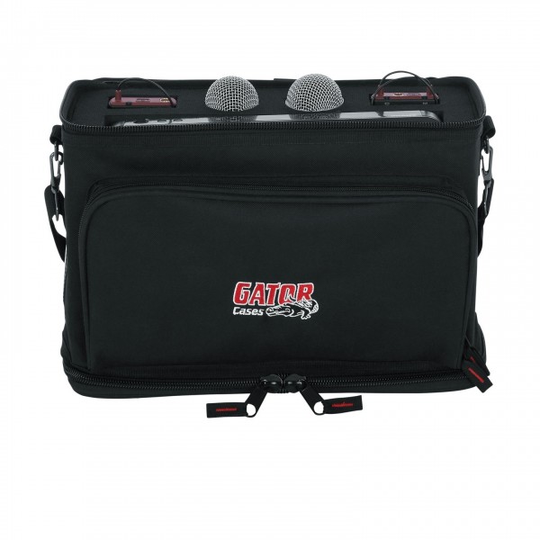 Gator GM-DUALW GM-1W Style Bag for Shure BLX Wireless System - Front, Open with Gear
