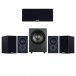 Mission LX Series 5.1 Surround Sound Speaker Package, Black Front View