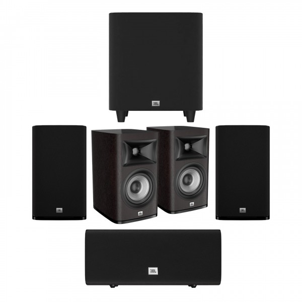 JBL Studio 6 5.1 Surround Sound Speaker Package, Dark Wood Front View