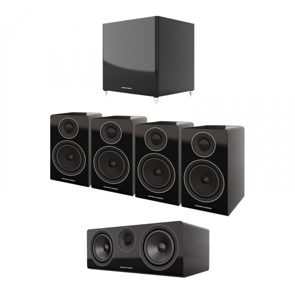Acoustic Energy 300 Series 5.1 Surround Sound Speaker Package, Black Front View