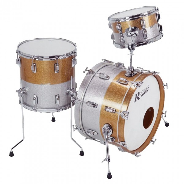 Rogers Powertone 20'' 3pc Shell Pack, Gold Silver two tone Lacquer