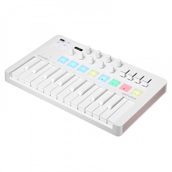 MiniLab 3 MIDI Keyboard, Alpine White - Angled