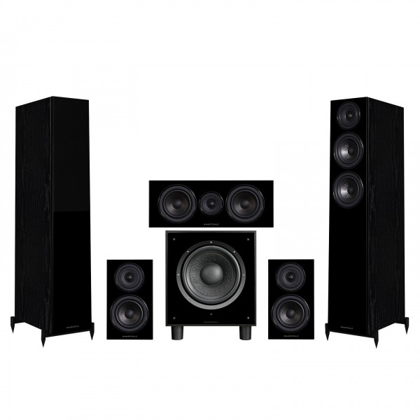 Wharfedale Diamond 12.3 HCP Home Cinema Package Speakers, Black Front View