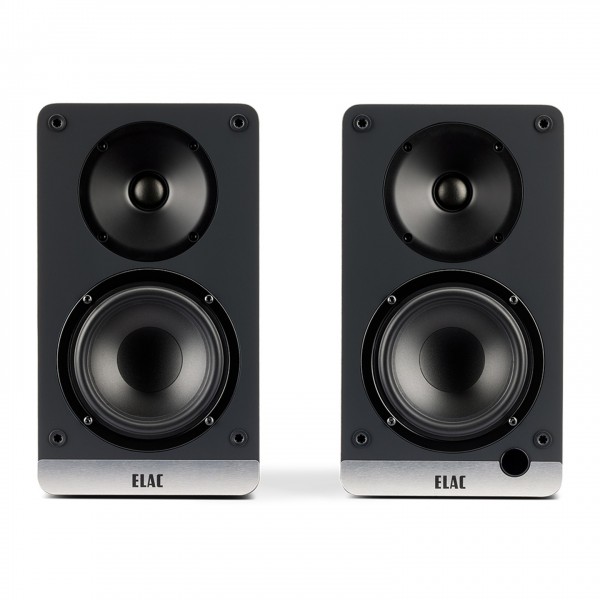 ELAC DCB41 ConneX Active Bookshelf Speakers (Pair), Black Front View 2