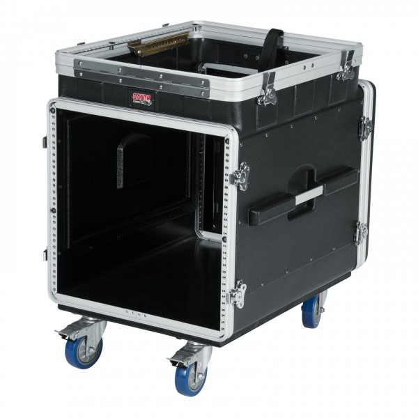 Gator GRC-12X10 PU Moulded Pop-Up Rack Case, 12U Top, 10U Side - Rack Angled Folded Away