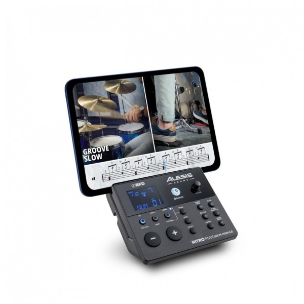Alesis Nitro Max Electronic Drum Kit - Module with Ipad angle