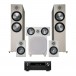 Denon AVC-X4800H AVR, Black with Bronze 500 5.1 Package, Grey and White Front View