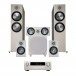 Denon AVC-X4800H AVR, Silver with Bronze 500 5.1 Package, Grey and White Front View