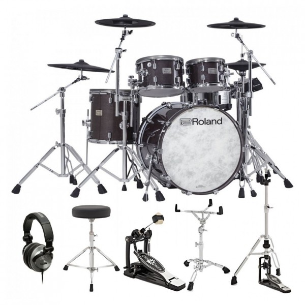 Roland VAD-706 Electronic Drum Kit, Gloss Ebony Bundle