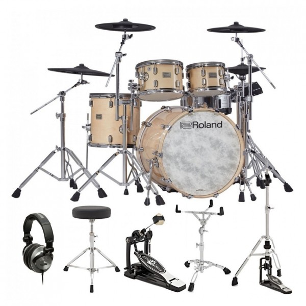 Roland VAD-706 Electronic Drum Kit, Gloss Natural Bundle