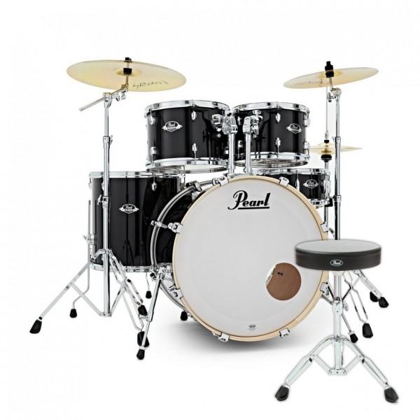 Pearl Export 22'' Rock Drum Kit w/Free Stool, Jet Black
