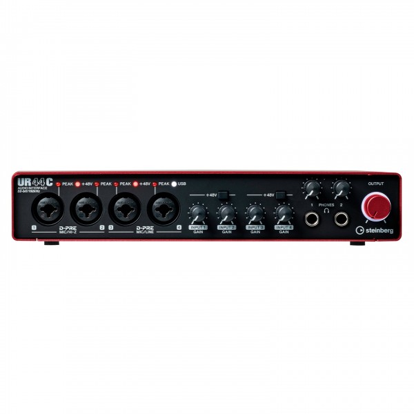 Steinberg UR44C USB 3 Audio Interface, Red - Front