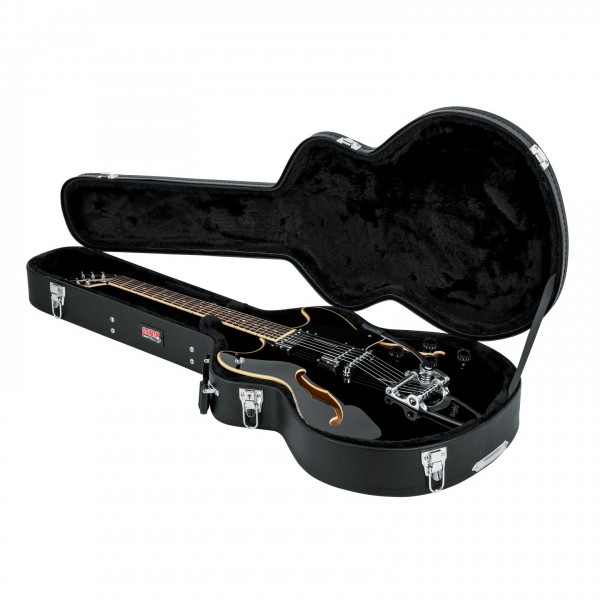 Gator GWE-335 Economy Semi-Hollow Electric Guitar Case - Open, With Gear 1