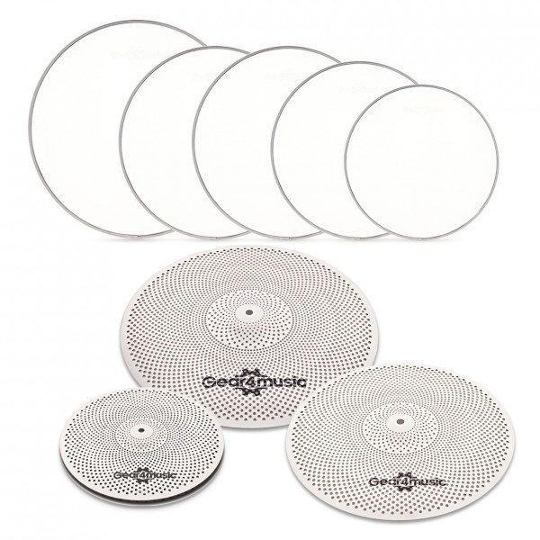 WHD Practice Drum Heads and Cymbals - 5 Piece Fusion Pack