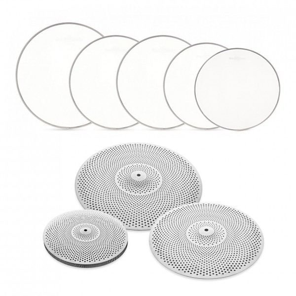 WHD Practice Drum Heads and Cymbals - 5 Piece Rock Pack